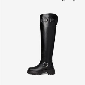 Stuart Weitzman Black Over-the-Knee Lug Sole Boots
